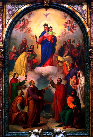 O quadro acima foi idealizado por Dom Bosco e pintado por Tomás Lorenzone (1824/1902).  A obra mede 4m de largura por sete de altura, e levou três anos para ser concluída. Está na Basílica Maria Auxiliadora, em Turim